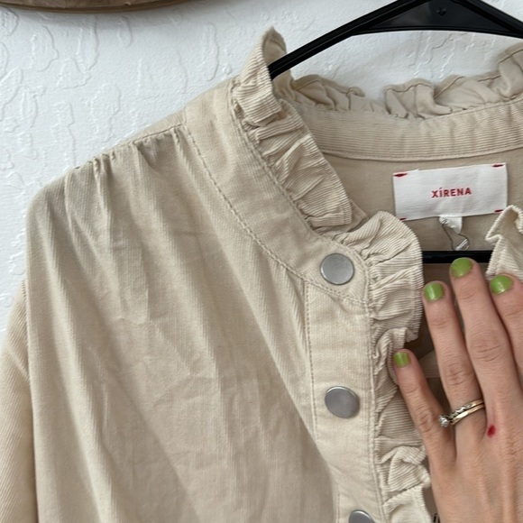 Xirena Cream Tan Harlee Button Down Corduroy Ruffle Jumpsuit Playsuit - Picture 5 of 12